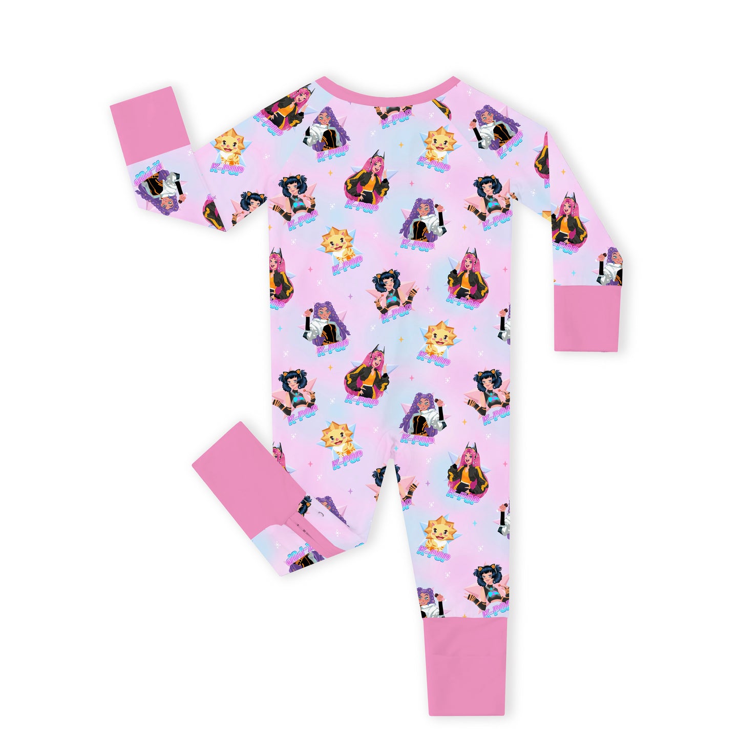 K-Pop Star Dreams and Sparkles Bamboo Zipper Romper Pajamas