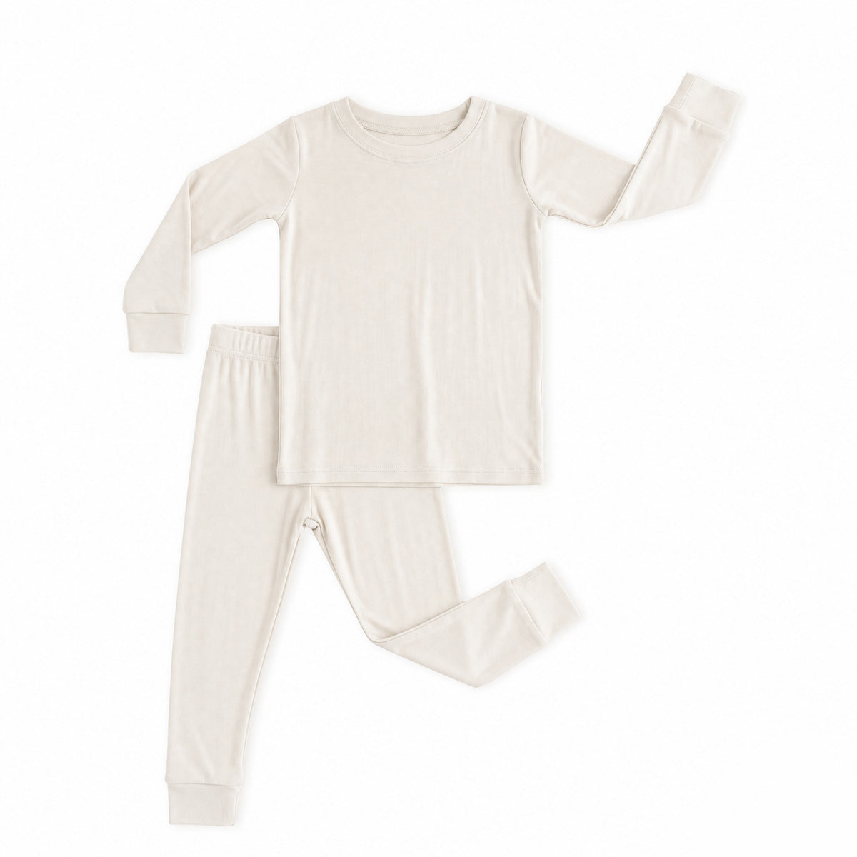 Oat Milk Solid Kids Two-Piece Pajama Set