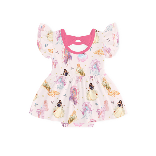 Customized Fairytale Princess Magic Pink Dress With Bodysuit bamboo clothing design - baby apparel bamboo clothing with custom design - baby wear front view