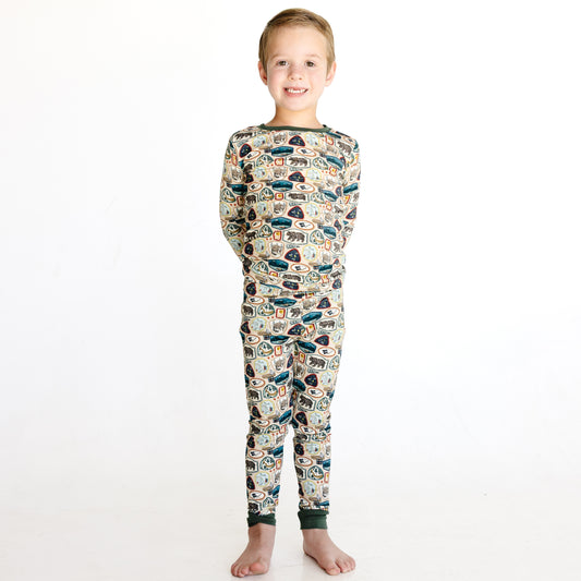 Wildlife Print Bamboo Long Sleeve Pajama Set bamboo clothing design - baby apparel bamboo clothing with custom design - baby wear front view
