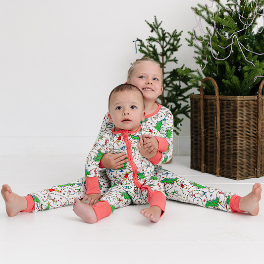 Christmas Tree Light Green Face Baby Bamboo Zipper Romper Pajamas bamboo clothing design - baby apparel bamboo clothing with custom design - baby wear front view