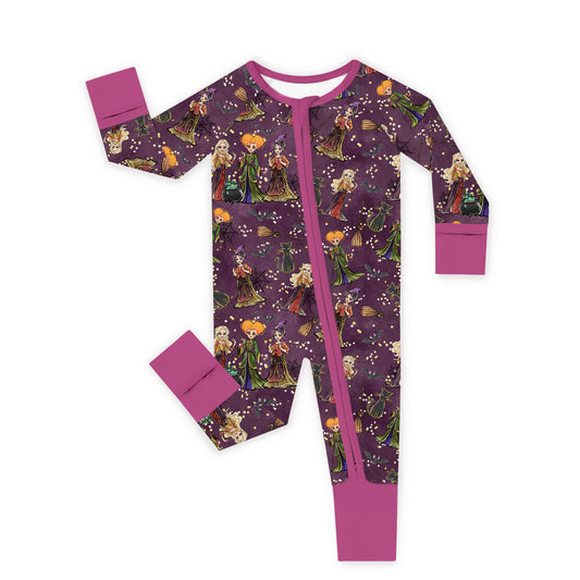 Halloween bamboo zipper romper design - baby apparel bamboo zipper romper with custom design - baby wear front view