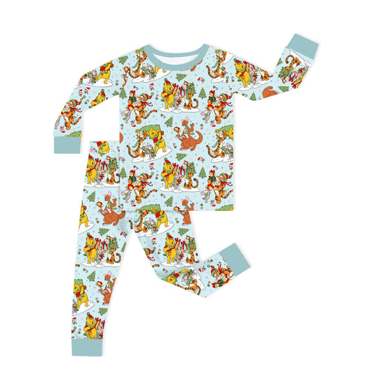 Christmas Snow Bear Friends Gift Kids Two Piece Pajama Set bamboo clothing design - baby apparel bamboo clothing with custom design - baby wear front view
