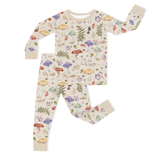 Mushroom Magic Meadow Adventure Bamboo Two Piece Pajama Set bamboo clothing design - baby apparel bamboo clothing with custom design - baby wear front view