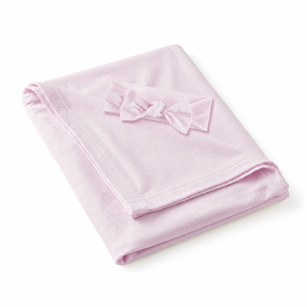 Soft Pink Solid Bamboo Knotted Gown with Hat Set