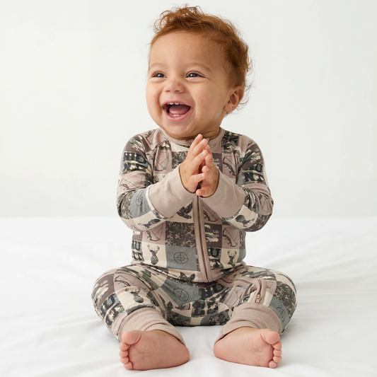 Baby Bamboo Zipper Pajama Romper Animal Camouflage Checkerboard - MIOZING bamboo baby clothes