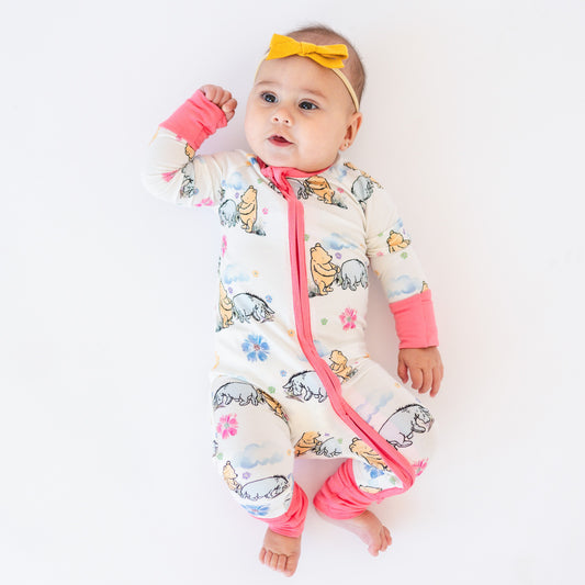 Cartoon Bears Donkeys Pattern Bamboo Zipper Pajamas bamboo clothing design - baby apparel bamboo clothing with custom design - baby wear front view