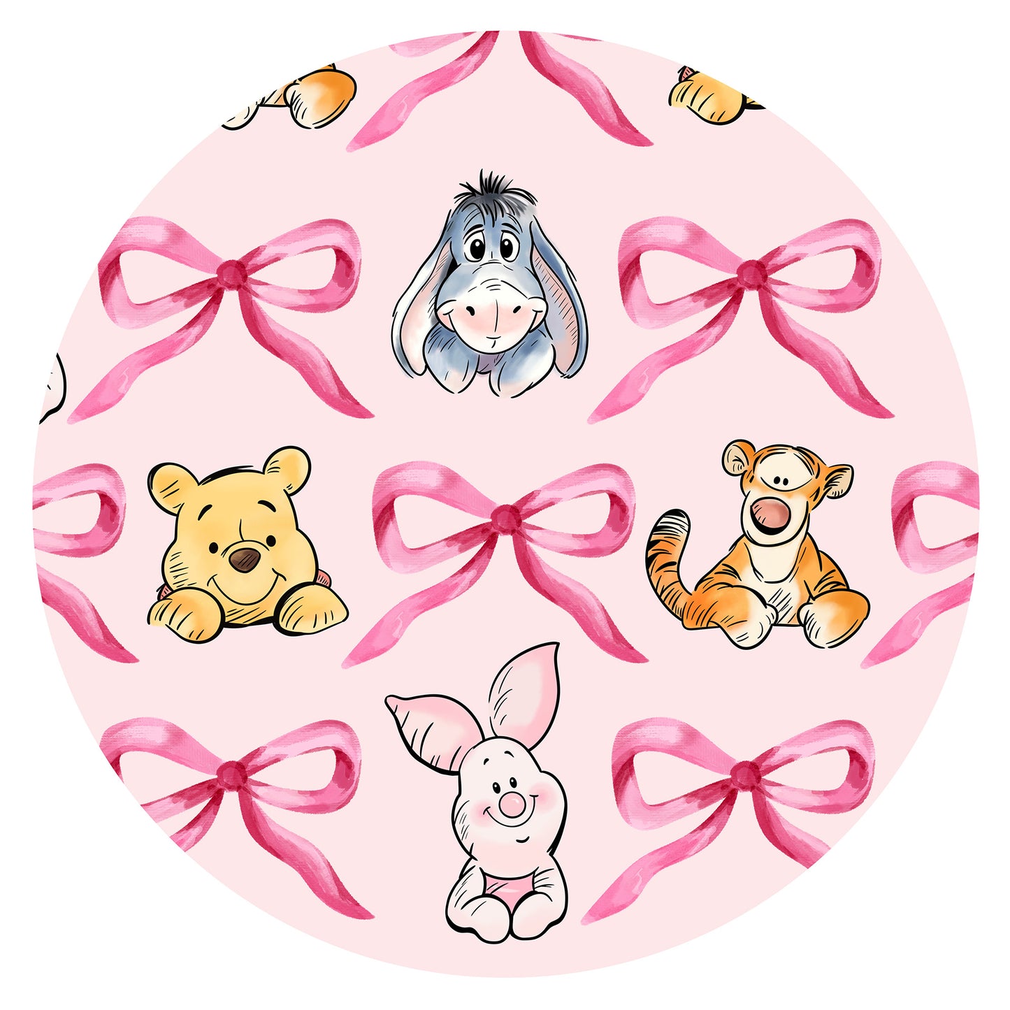 Sunny Bear and Pig Friends Bow Print Bamboo Women's Pajamas Set