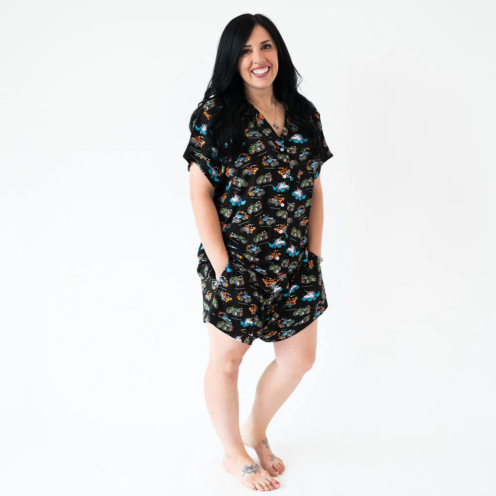 Monster Truck Green Bamboo Short Family Matching Pajamas