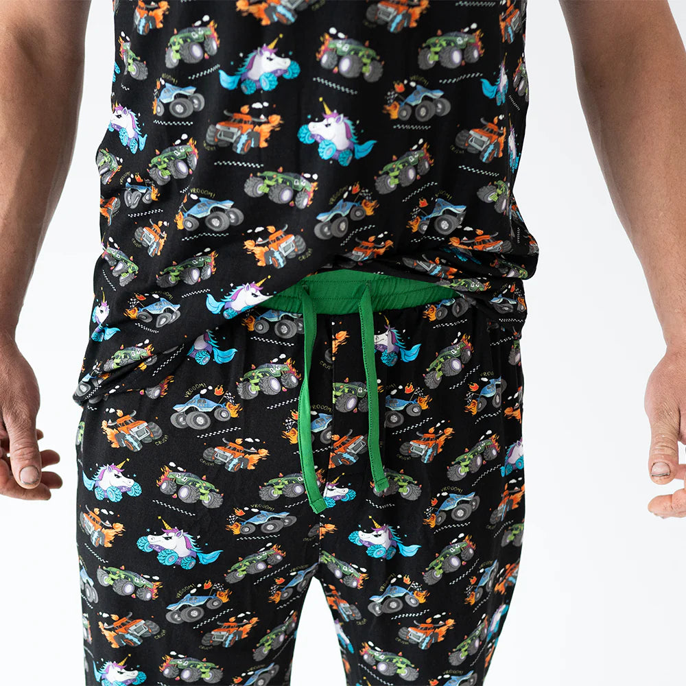 Monster Truck Green Bamboo Short Family Matching Pajamas
