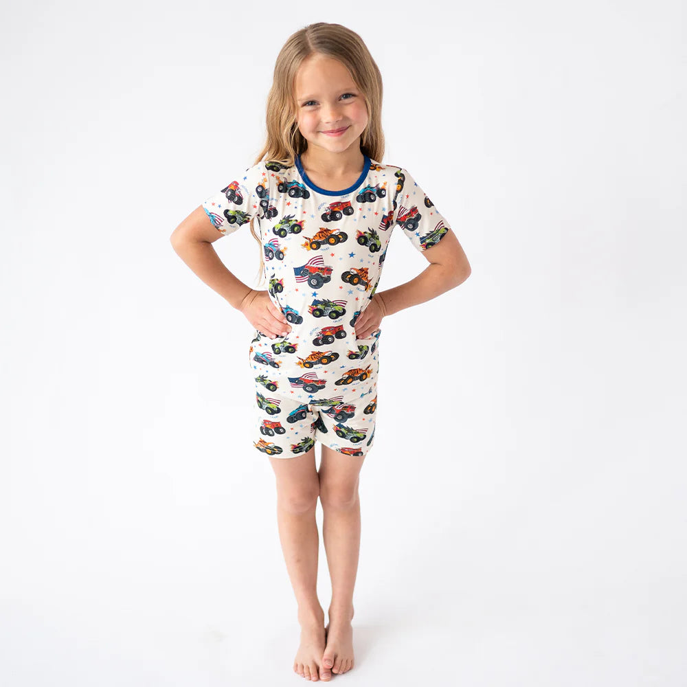4th of July × Monster Truck Bamboo Short Family Matching Pajamas
