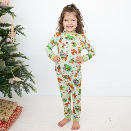 Christmas Mystery Great Dane Dog Kids Bamboo Two Piece Pajama Set bamboo clothing design - baby apparel bamboo clothing with custom design - baby wear front view