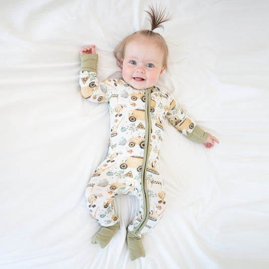 Crane Trees Bamboo Baby Zippy Pajama bamboo clothing design - baby apparel bamboo clothing with custom design - baby wear front view