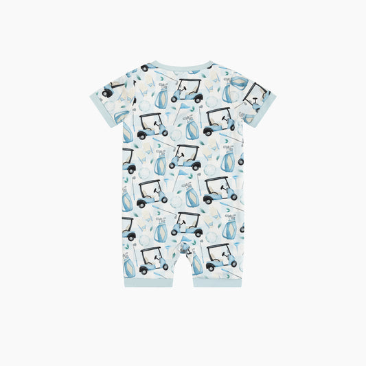 Blue Car Short Bamboo Zippy Baby Romper bamboo clothing design - baby apparel bamboo clothing with custom design - baby wear front view