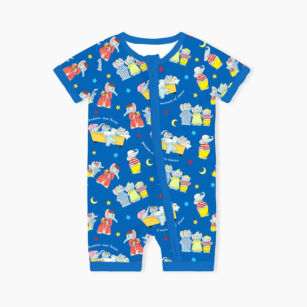 Father's Day Elephant Bamboo Family Short Matching Pajamas