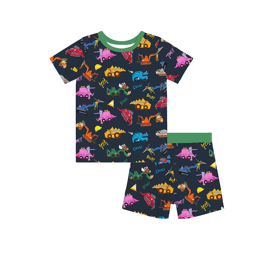 Dinosaur Digger Dad&Me Bamboo Family Short Matching Pajamas