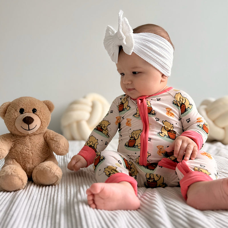 Cute Silly Bear Bamboo Zipper Pajamas