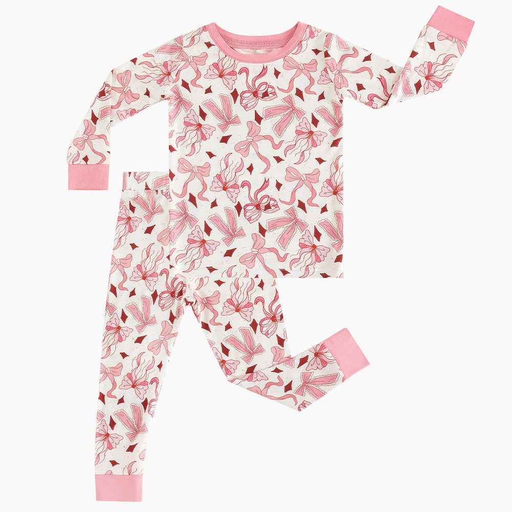 축구 인쇄 대나무 긴 소매 파자마 세트