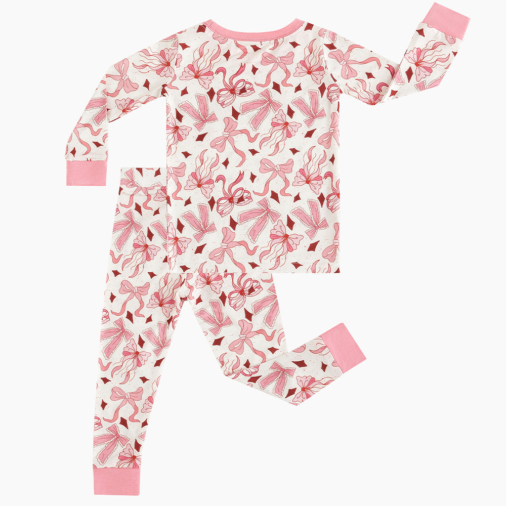 축구 인쇄 대나무 긴 소매 파자마 세트