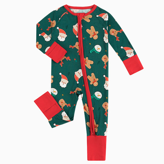 Christmas bamboo zipper romper design - baby apparel bamboo zipper romper with custom design - baby wear front view