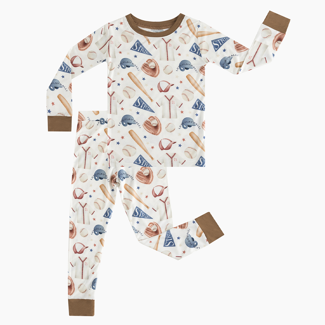 Ensemble pyjama deux pièces en bambou pour enfant, uniforme de baseball