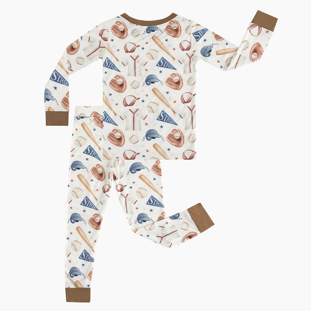 Ensemble pyjama deux pièces en bambou pour enfant, uniforme de baseball