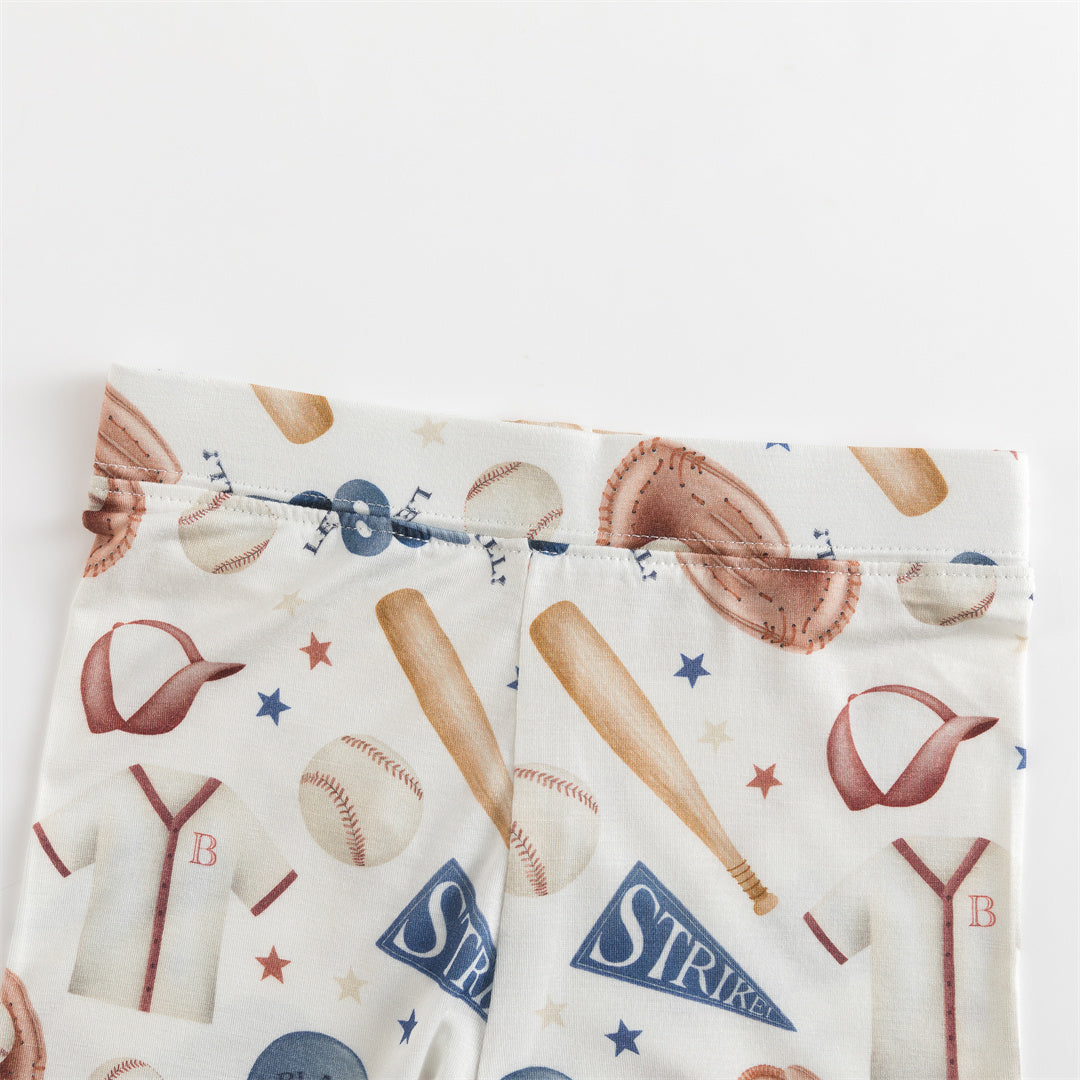 Ensemble pyjama deux pièces en bambou pour enfant, uniforme de baseball