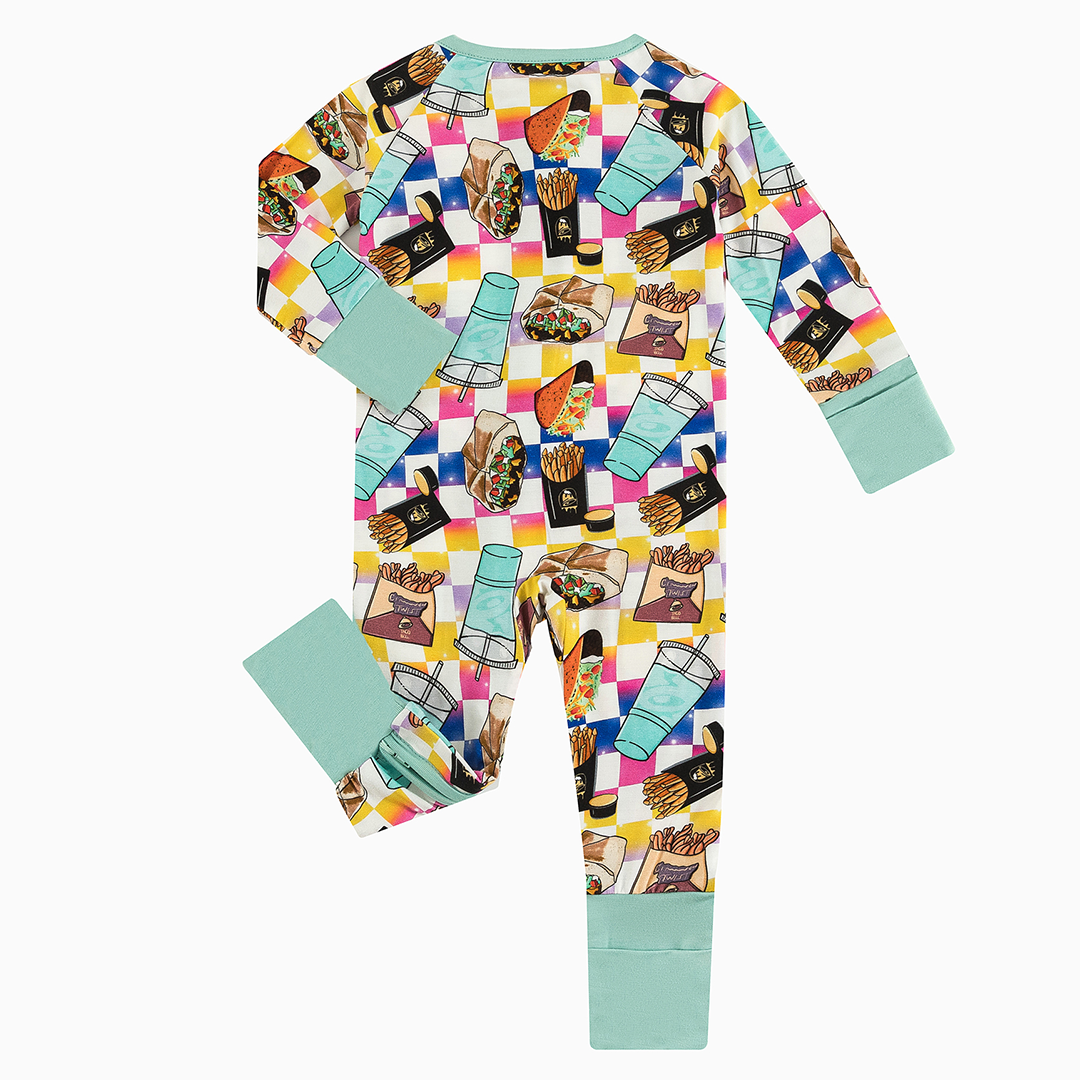 Sandwich Fries Bamboo Zipper Romper Pajamas