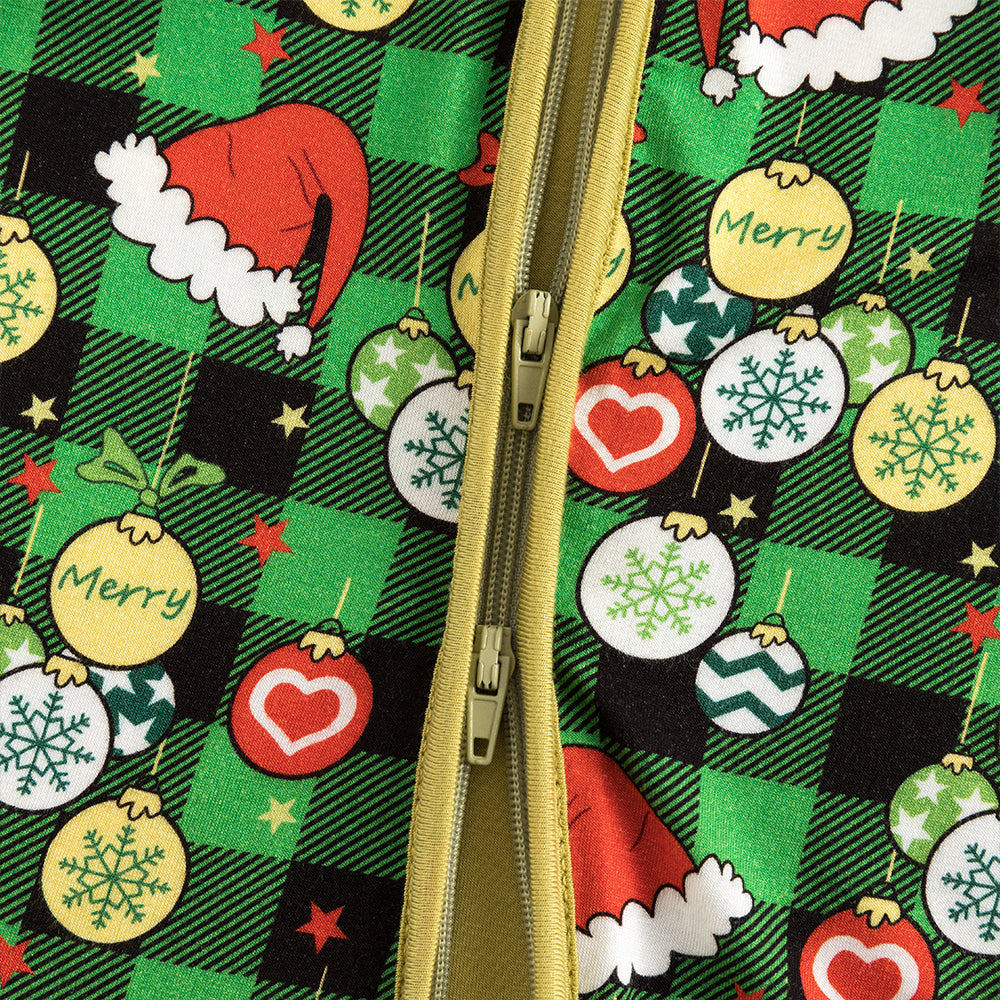 Christmas Hat Element Baby Bamboo Zipper Romper Pajamas