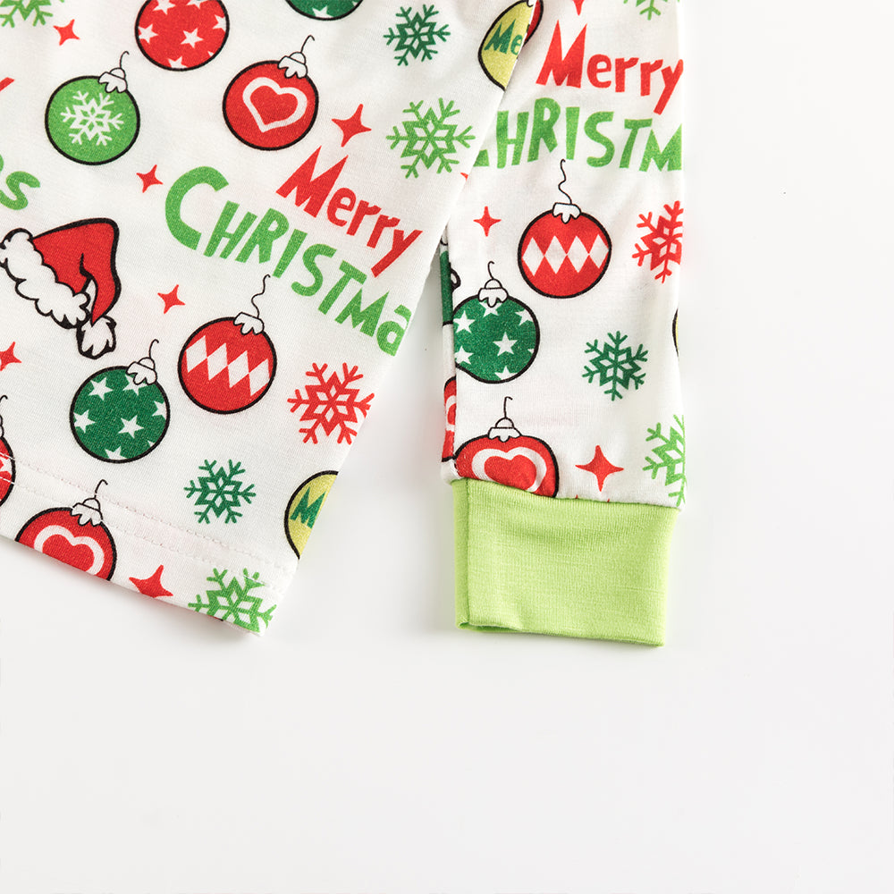Merry Christmas Snowflake Bamboo Long Sleeve Pajama Set
