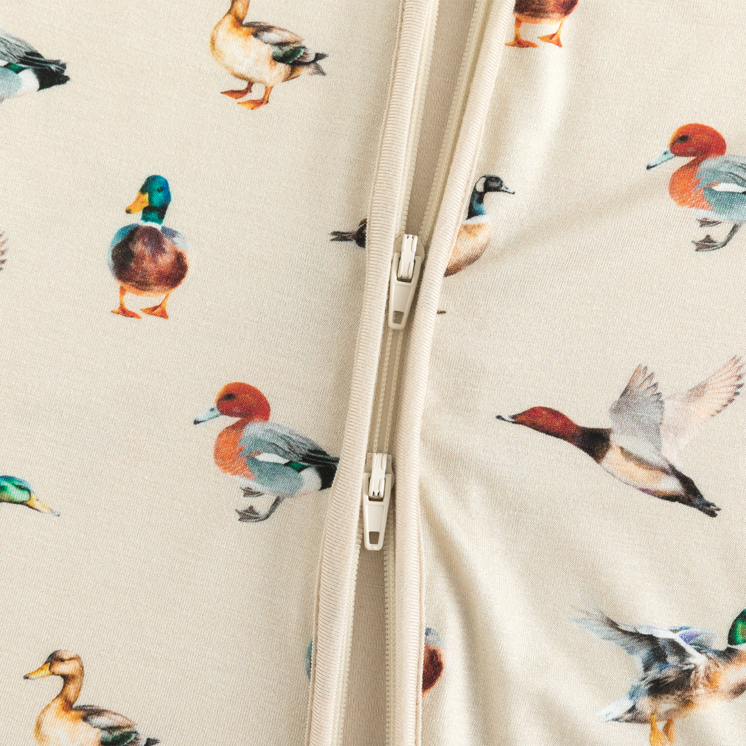Colorful Ducks Print Baby Bamboo Zipper Romper Pajama