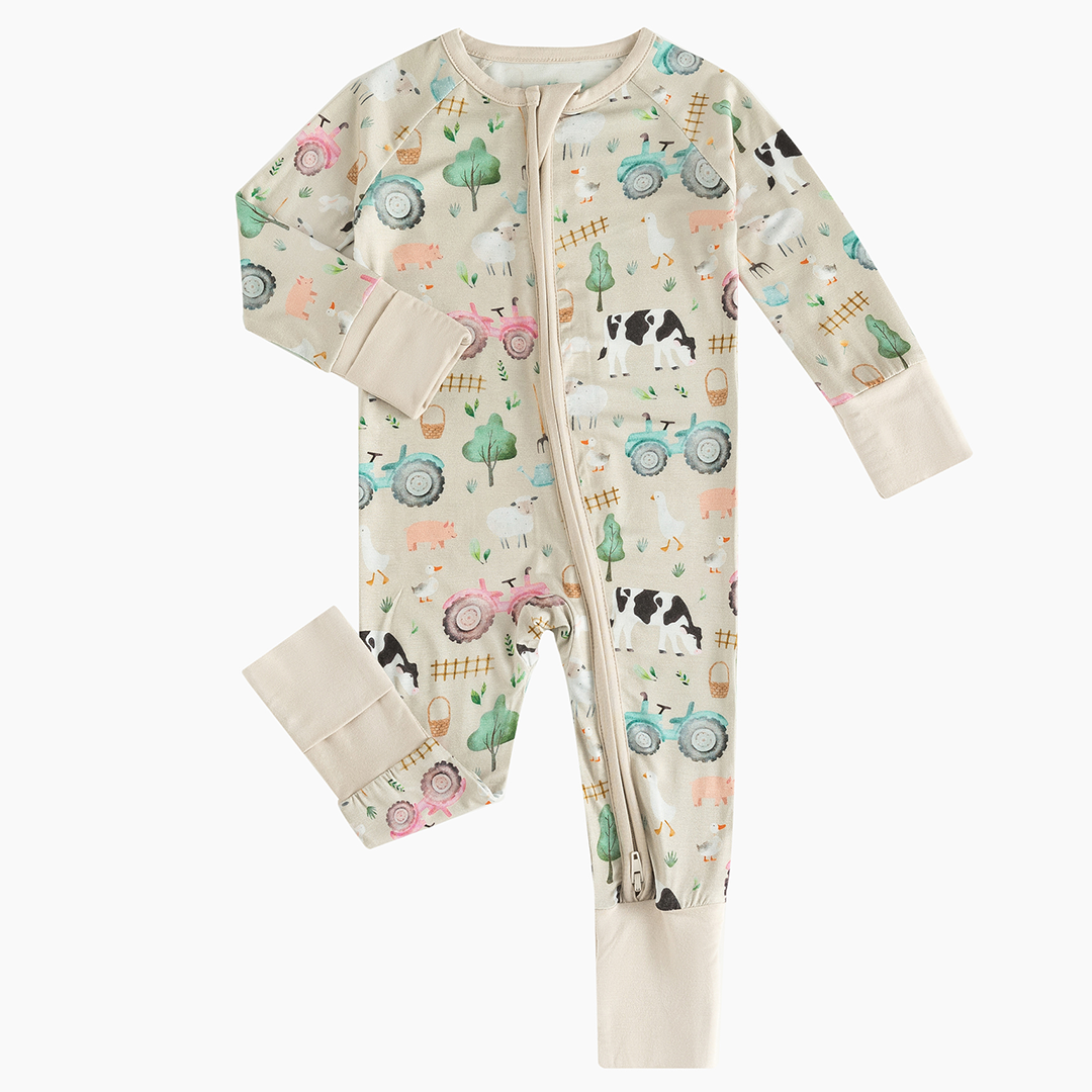 Cow Farm Life Bamboo Baby Zippy Pajama