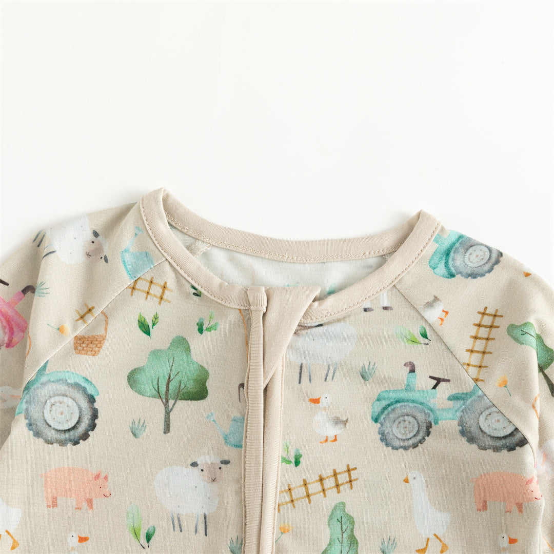 Cow Farm Life Bamboo Baby Zippy Pajama