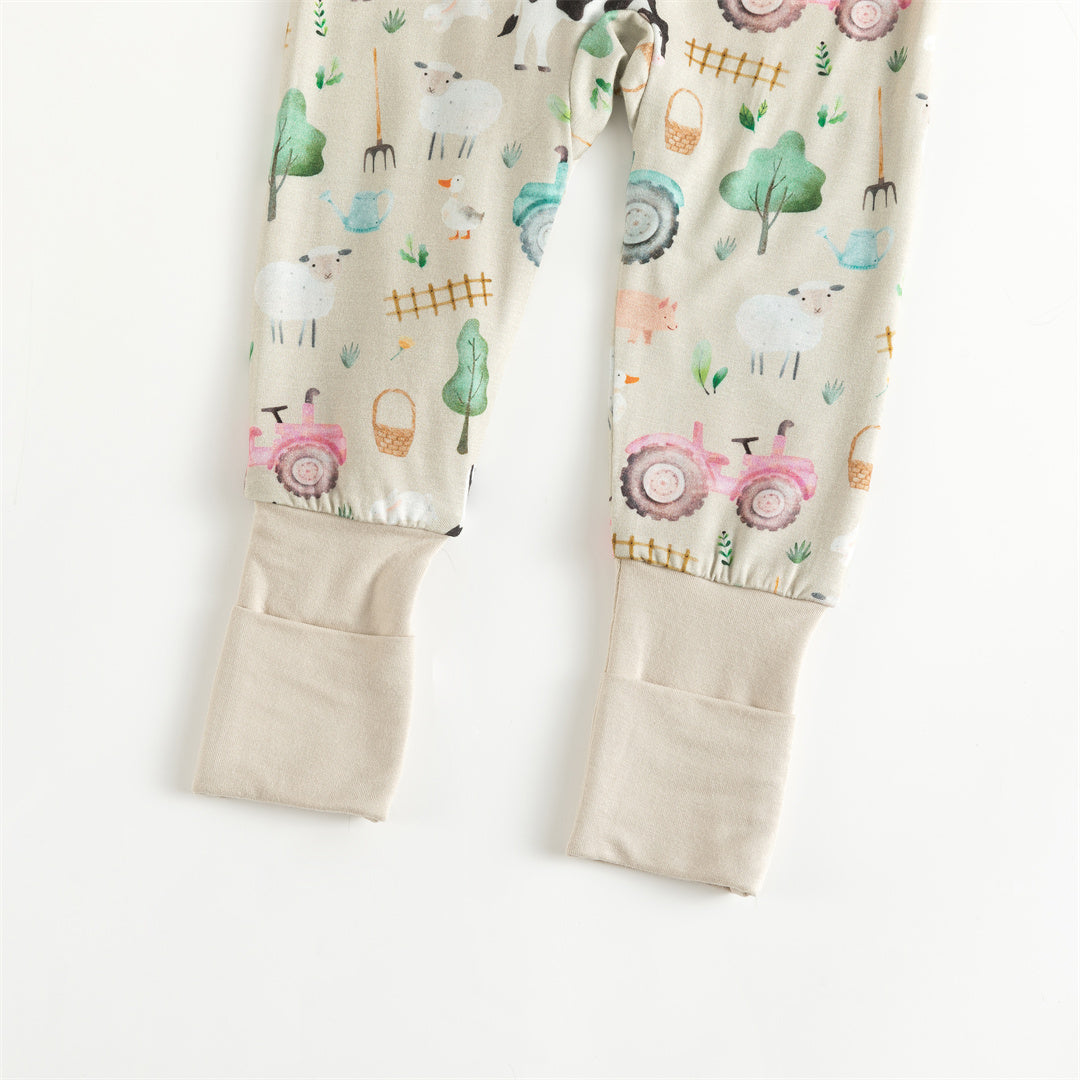 Pyjama zippé en bambou pour bébé Cow Farm Life