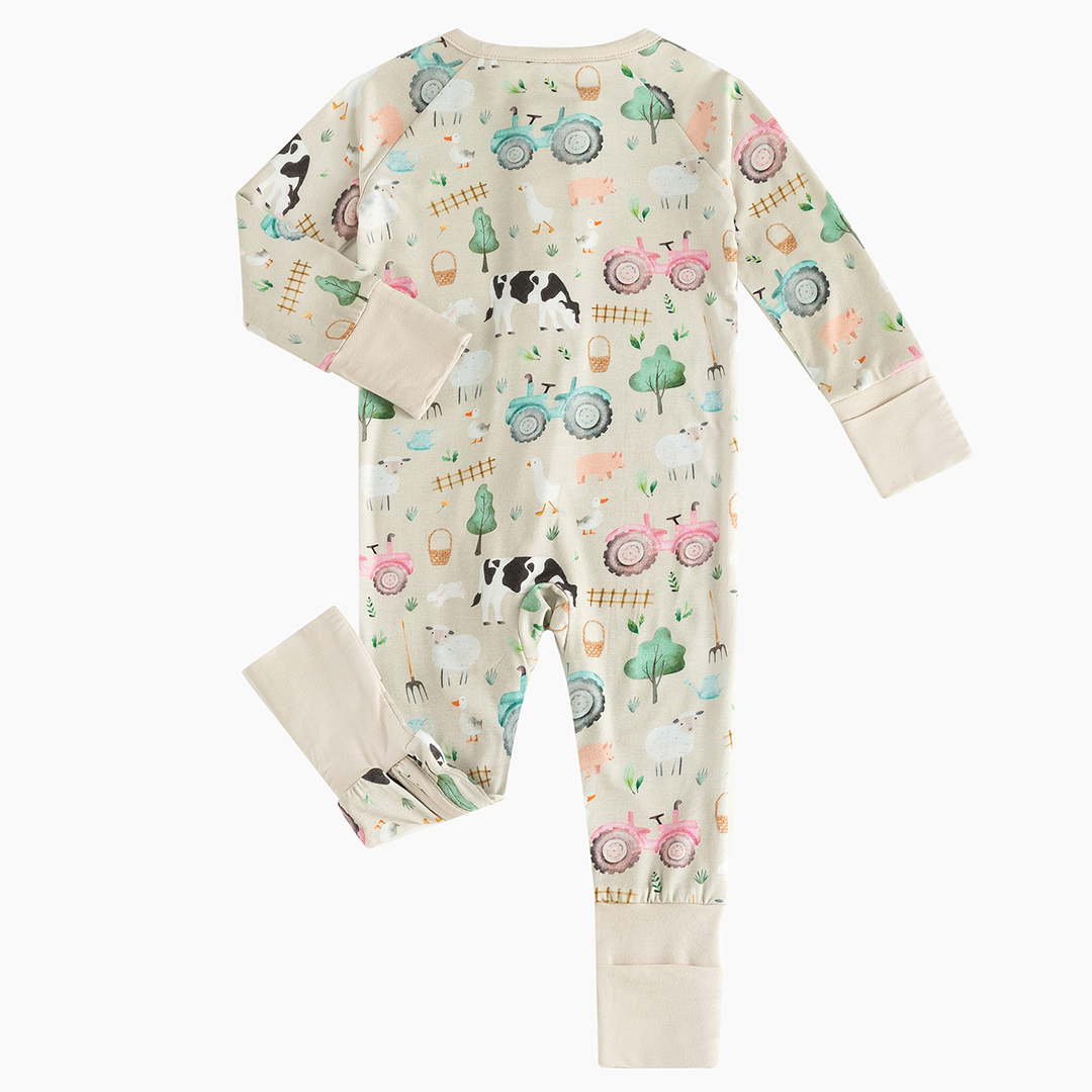 Cow Farm Life Bamboo Baby Zippy Pajama