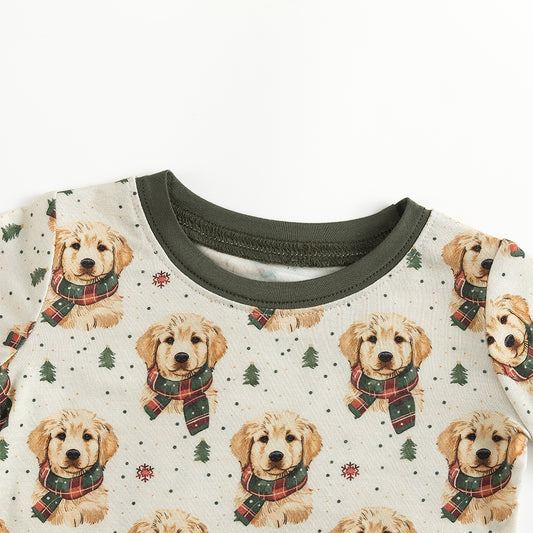 Christmas Dog Bamboo Long Sleeve Pajama Set bamboo clothing design - baby apparel bamboo clothing with custom design - baby wear front view