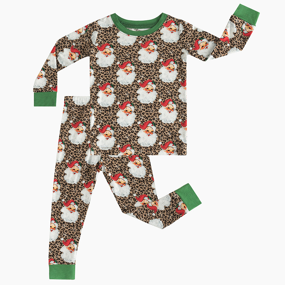 Christmas Leopard Santa Claus Bamboo Long Sleeve Pajama Set