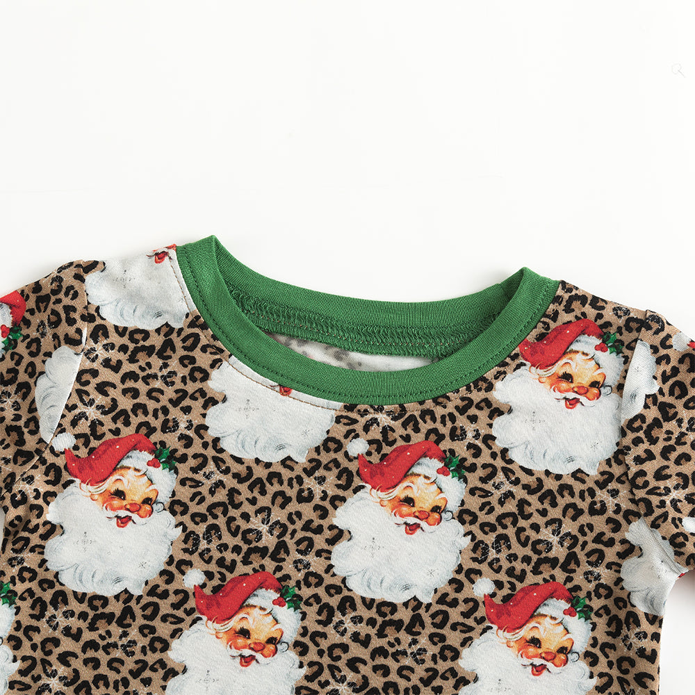 Christmas Leopard Santa Claus Bamboo Long Sleeve Pajama Set