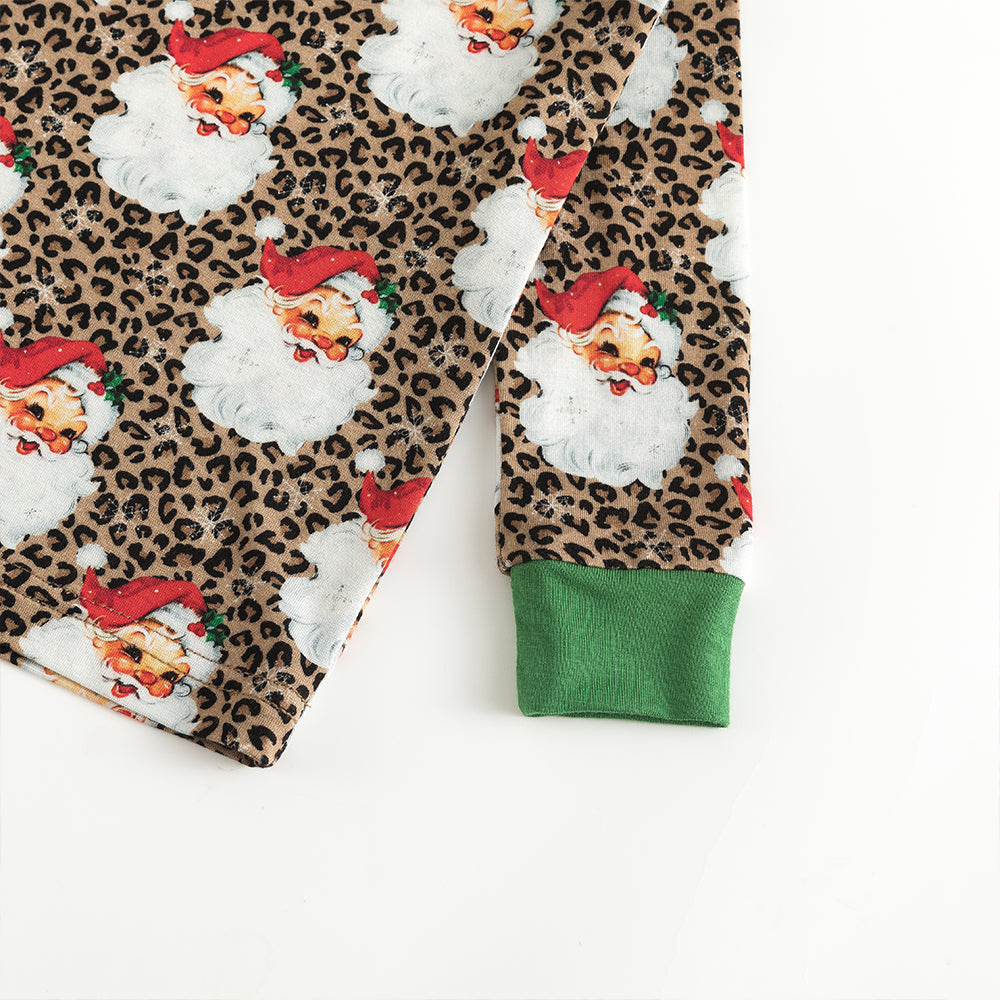 Christmas Leopard Santa Claus Bamboo Long Sleeve Pajama Set