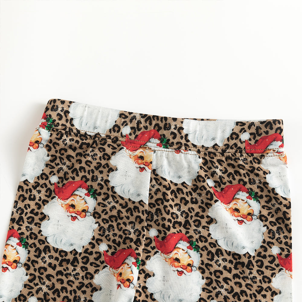 Christmas Leopard Santa Claus Bamboo Long Sleeve Pajama Set