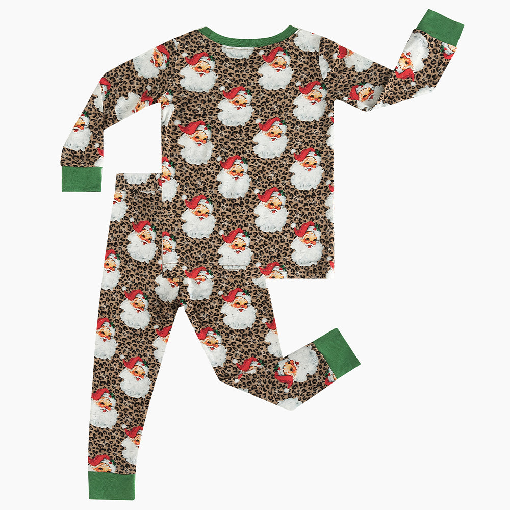 Christmas Leopard Santa Claus Bamboo Long Sleeve Pajama Set