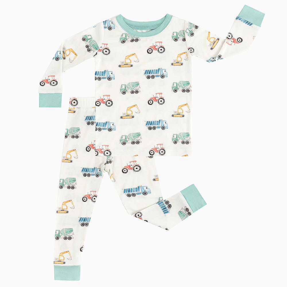 축구 인쇄 대나무 긴 소매 파자마 세트