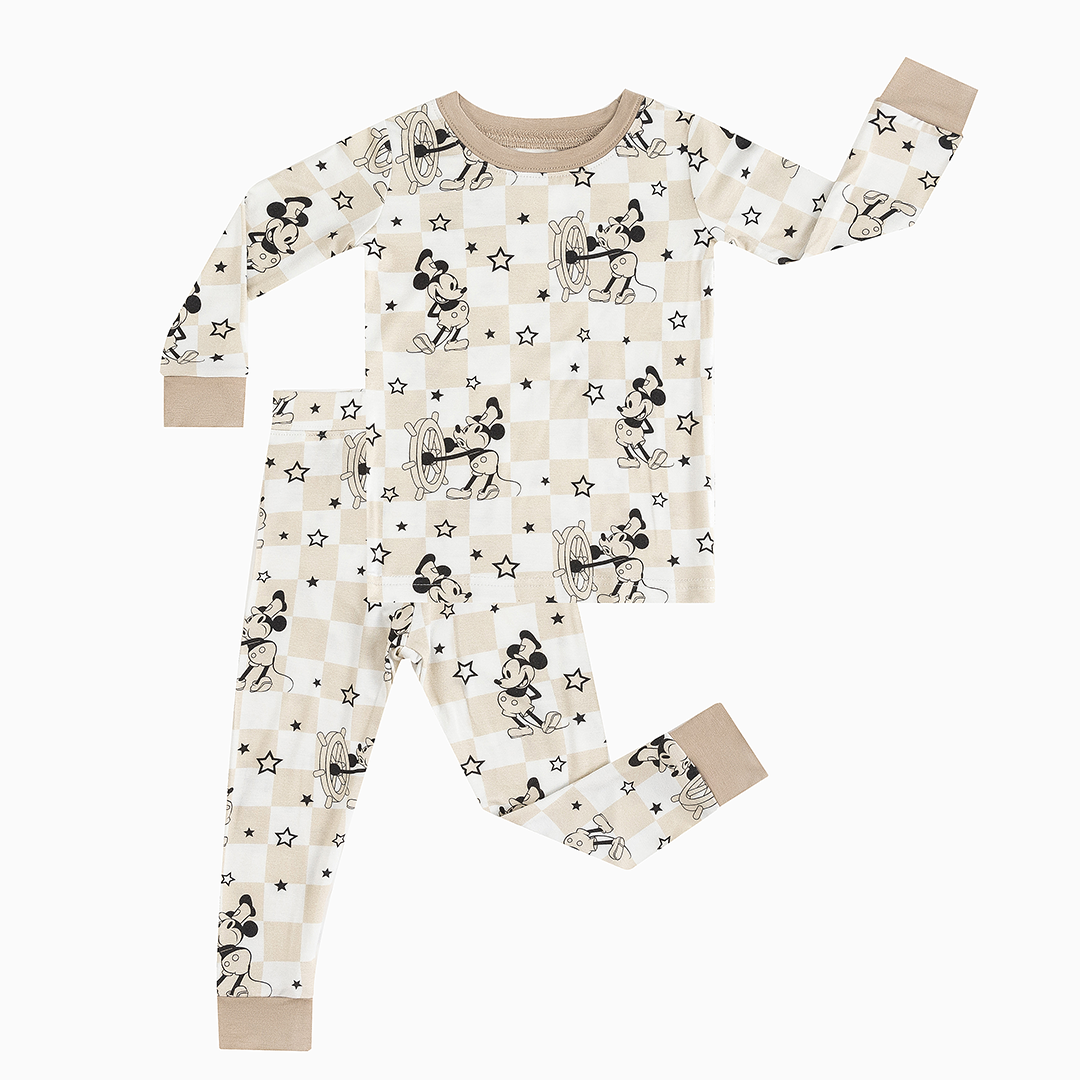Coxswain Mouse Chessboard Pattern Bamboo Long Sleeve Pajama Set