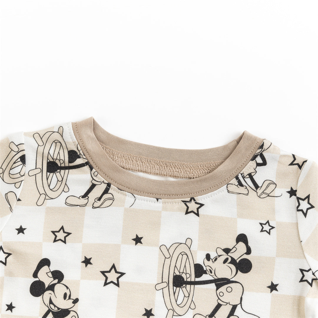 Coxswain Mouse Chessboard Pattern Bamboo Long Sleeve Pajama Set