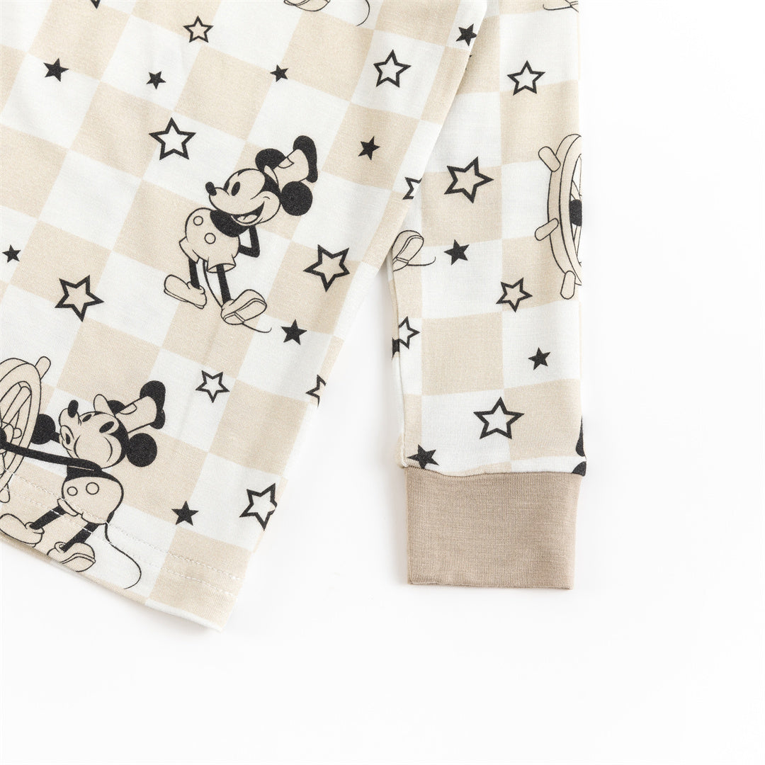 Coxswain Mouse Chessboard Pattern Bamboo Long Sleeve Pajama Set