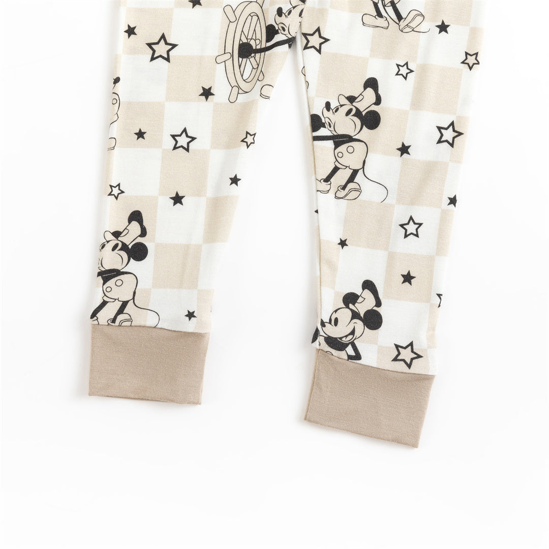 Coxswain Mouse Chessboard Pattern Bamboo Long Sleeve Pajama Set