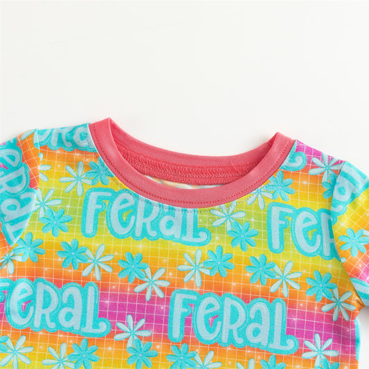 Color Feral Print Bamboo Long Sleeve Pajama Set bamboo clothing design - baby apparel bamboo clothing with custom design - baby wear front view