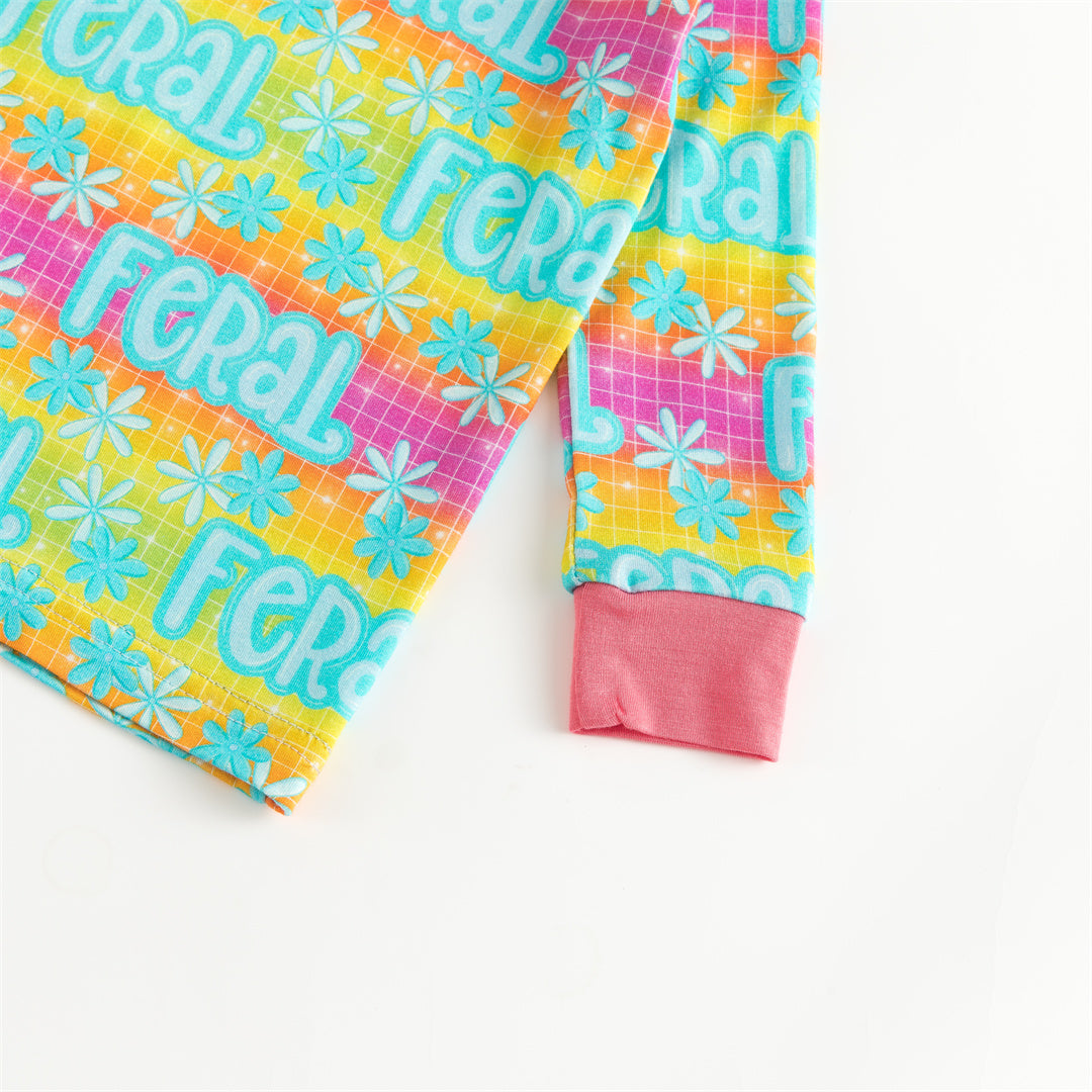 Color Feral Print Bamboo Long Sleeve Pajama Set