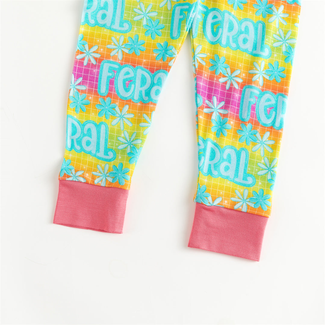 Color Feral Print Bamboo Long Sleeve Pajama Set