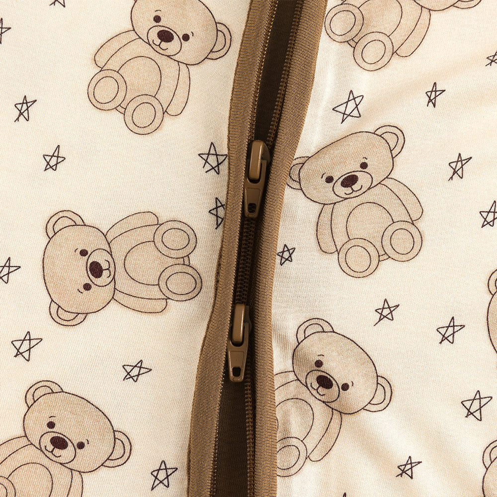 Brown Bear Pentagram Baby Bamboo Zipper Romper Pajamas
